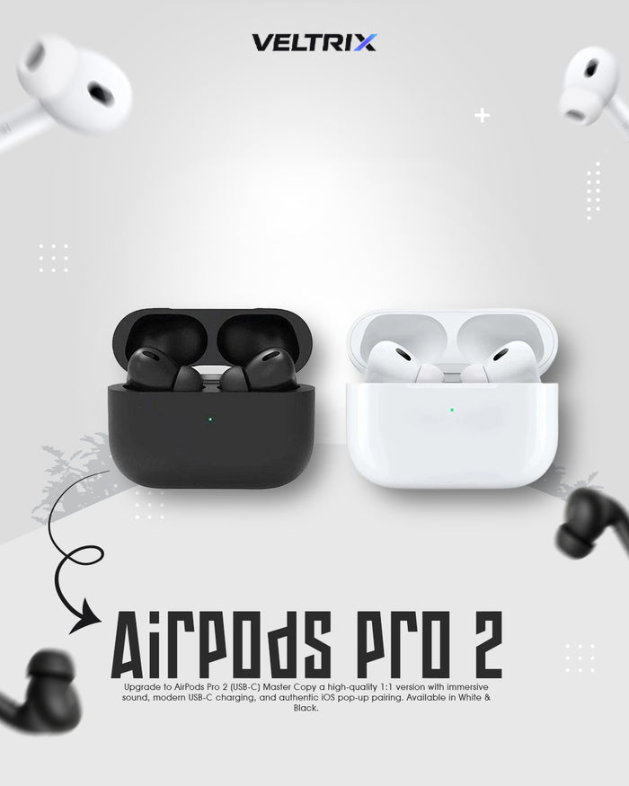 AirPods Pro 2 (USB-C) Pop-Up, Spatial Audio, Case Buzzer | Black & White